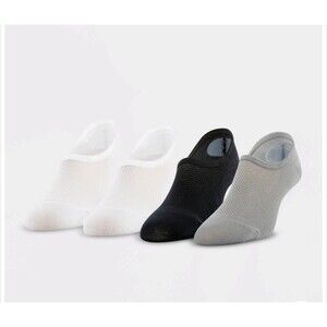 Peds No Show Mid Cut Socks 4 Pack White/Black/Gray Medium 5-10